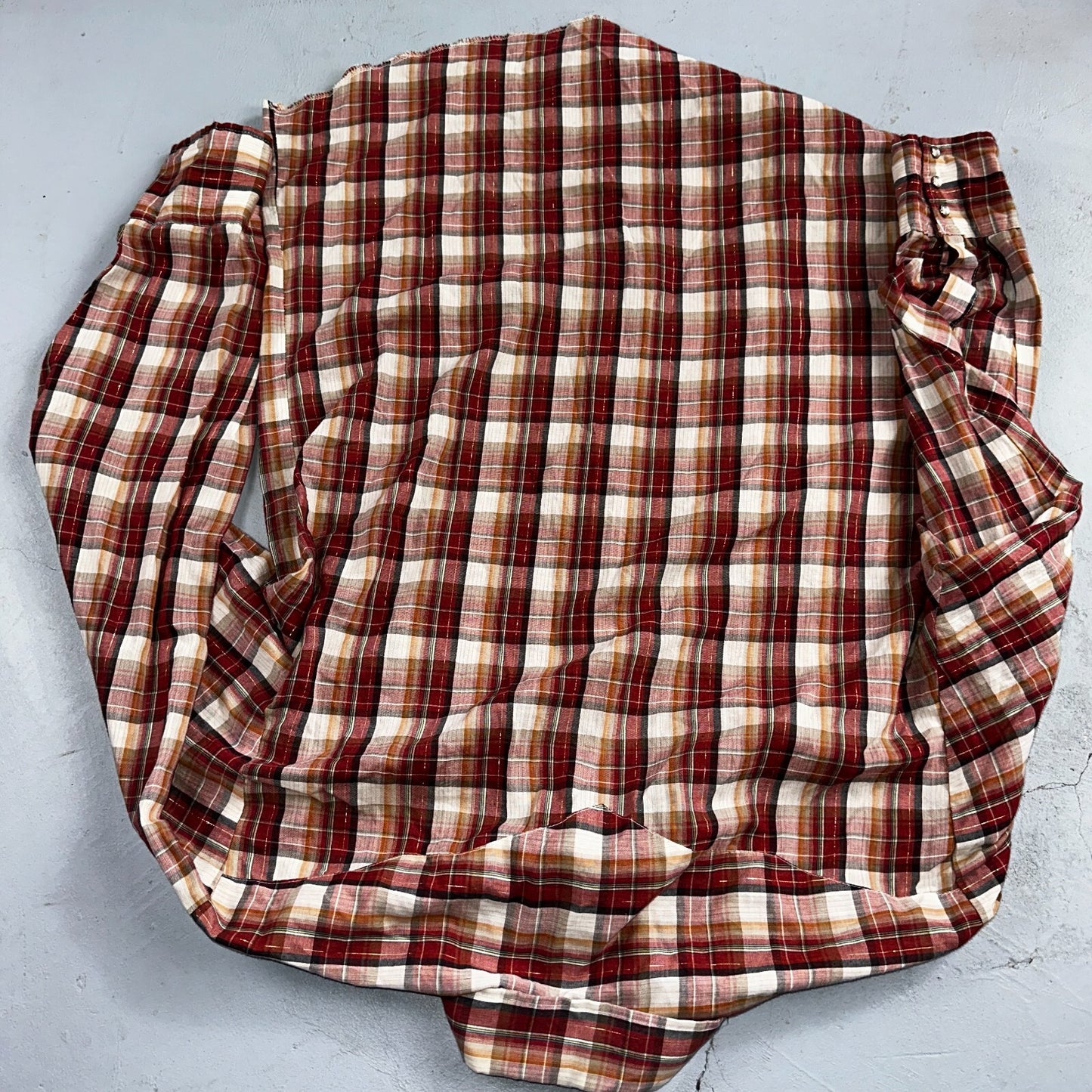 Vintage Panhandle 80s Western Shirt Pearl Snap Buttons Plaid Mens L 16.5 USA