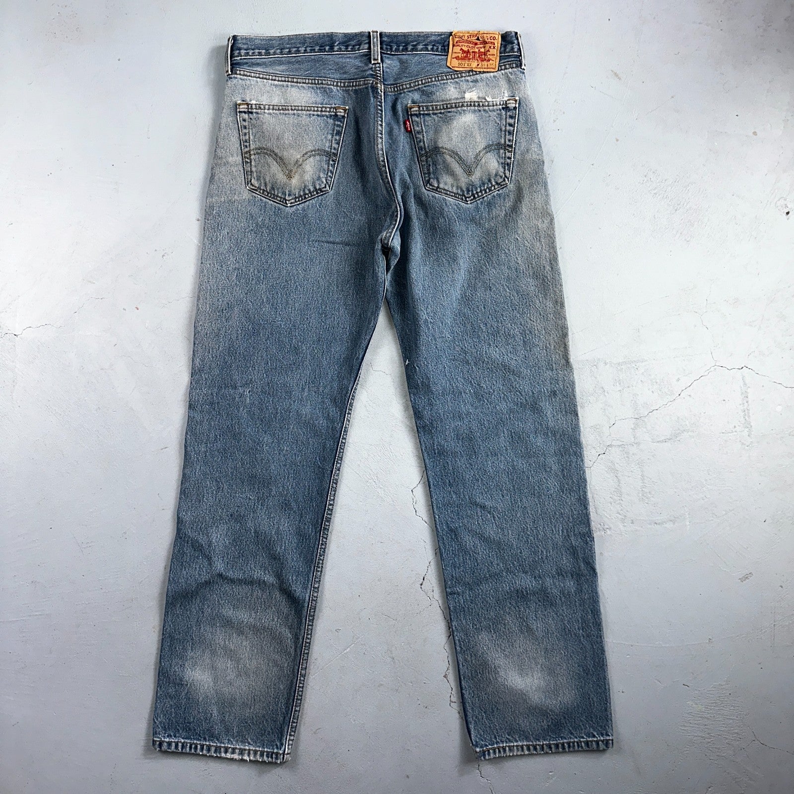 Levis 501 Vintage Y2K 90s XX Straight Leg Jeans Blue Med Wash 38x36 Act 35x31