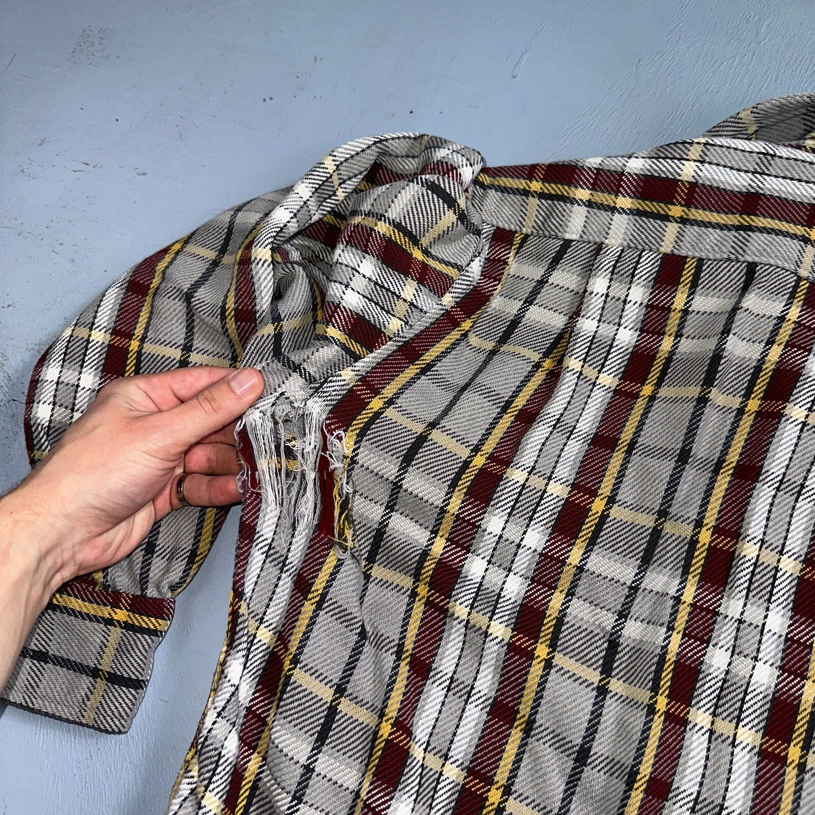 VTG Big Mac JC Penny Thick 100% Cotton Flannel Work Shirt M 70s Plaid Thrashed