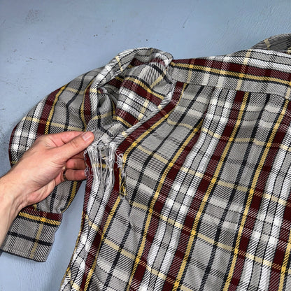 VTG Big Mac JC Penny Thick 100% Cotton Flannel Work Shirt M 70s Plaid Thrashed