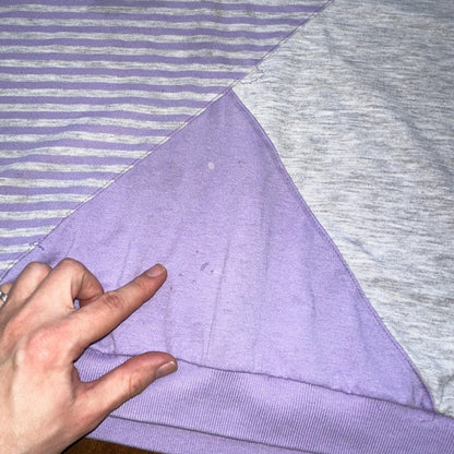 Jantzen Sweater Shirt Vintage 80s 90s Purple Stripe White Polo Cool 1980s