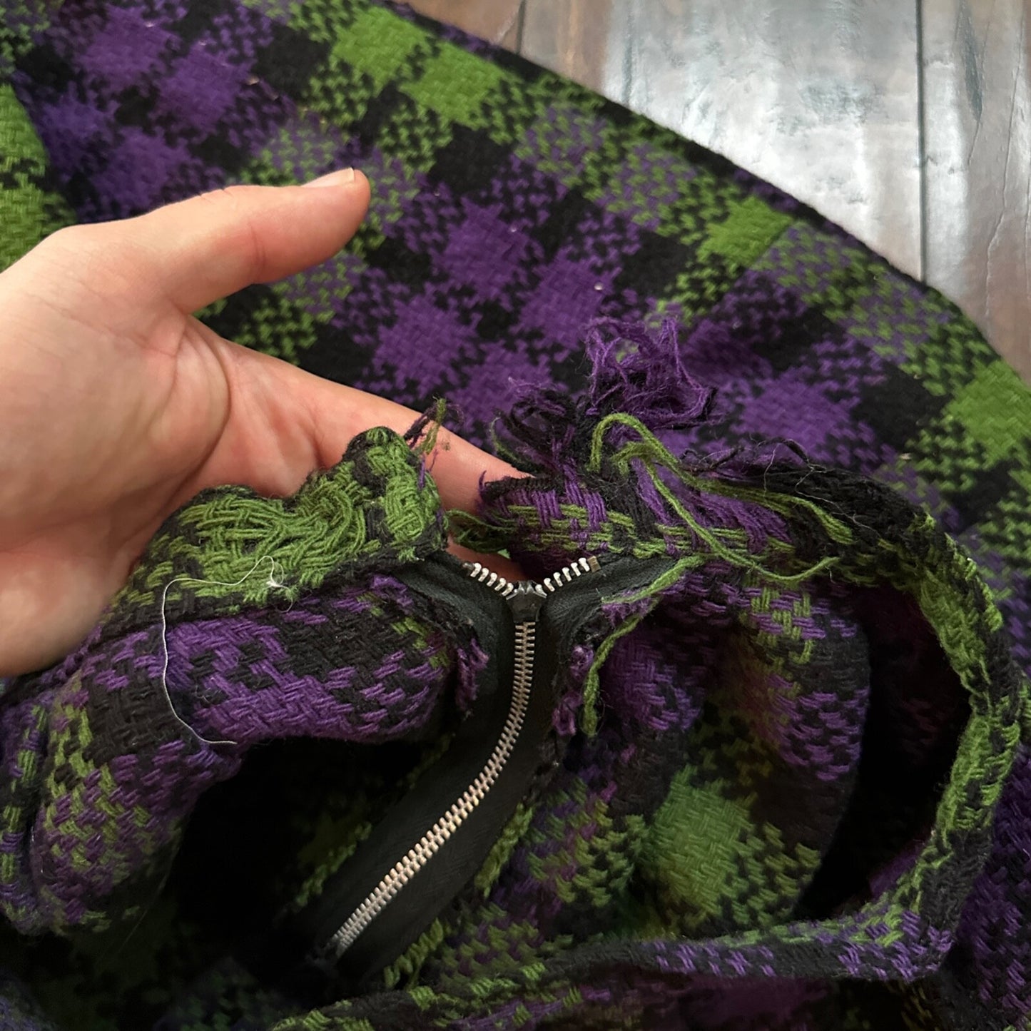 VTG USA Rockabilly Womens Dress Skirt 60s 70s Bottom Plaid Skate Grunge Pop