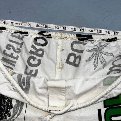 Rasta Bong Pipe Works Long Shorts White 100% Cotton One Size La Trenzz VTG 90s
