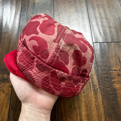 Frogskin 70s Fisherman Vintage Hat Bucket POST WWII Frog Skin Pink Red Camo
