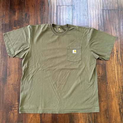 Carhartt Pocket VTG Style T Shirt Workwear Classic Basic Travis Scott Olive