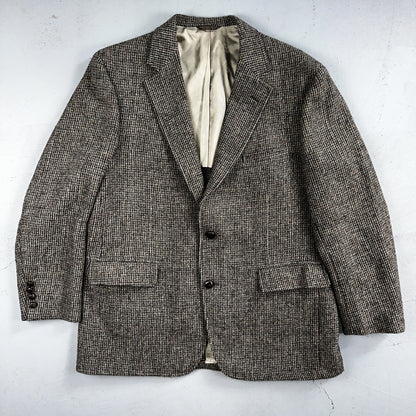 Norm Thompson VTG 80s Harris Tweed Preppy Wool Herringbone Blazer Jacket 42