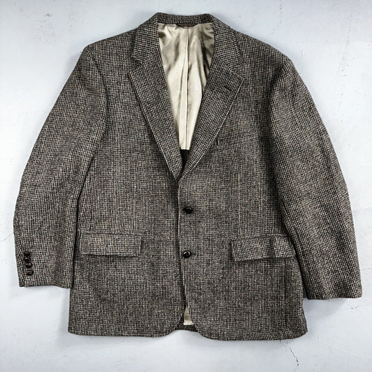 Norm Thompson VTG 80s Harris Tweed Preppy Wool Herringbone Blazer Jacket 42