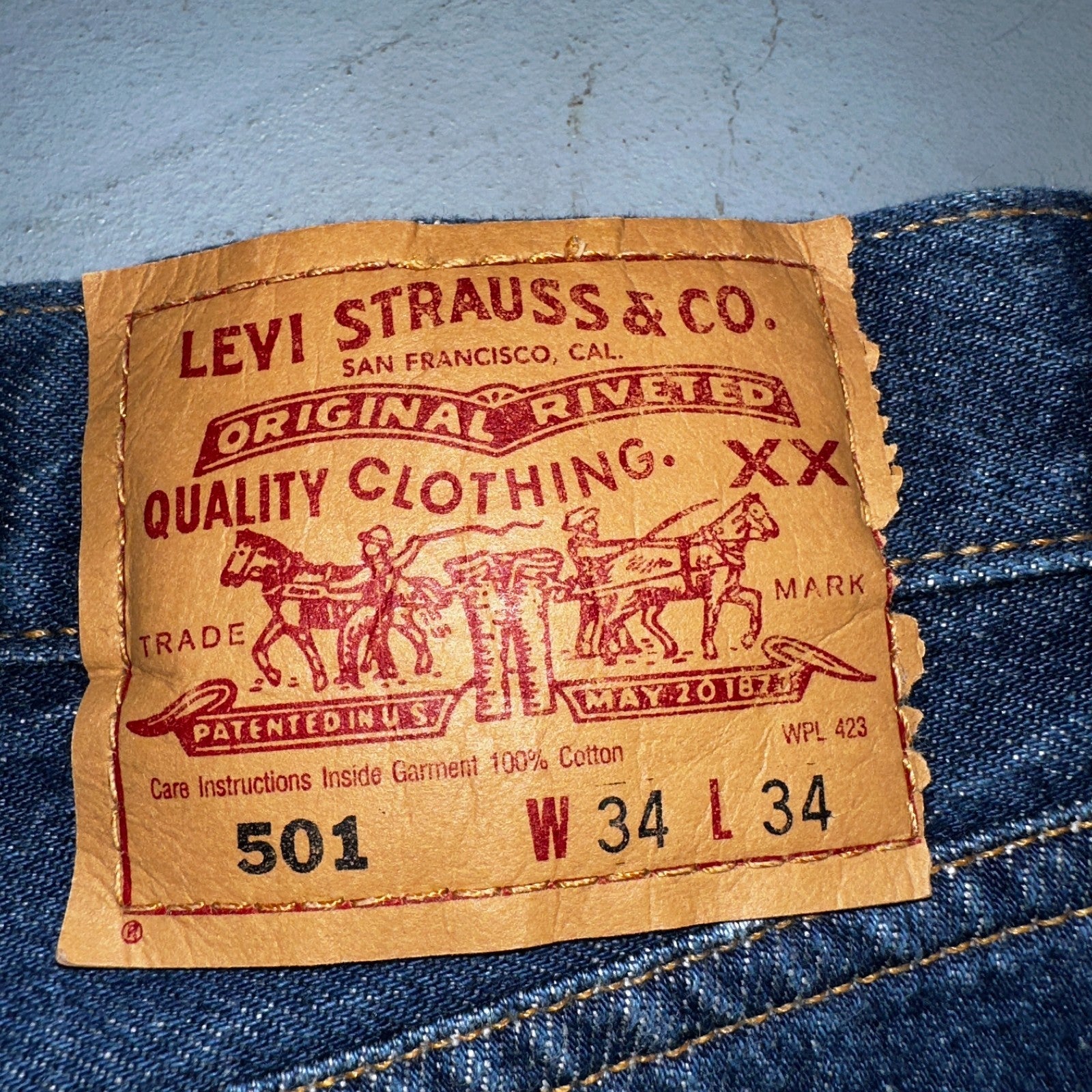 Levis 501 Vintage Y2K 90s XX Straight Leg Jeans Blue Dark Wash 34x34 Act 32x33