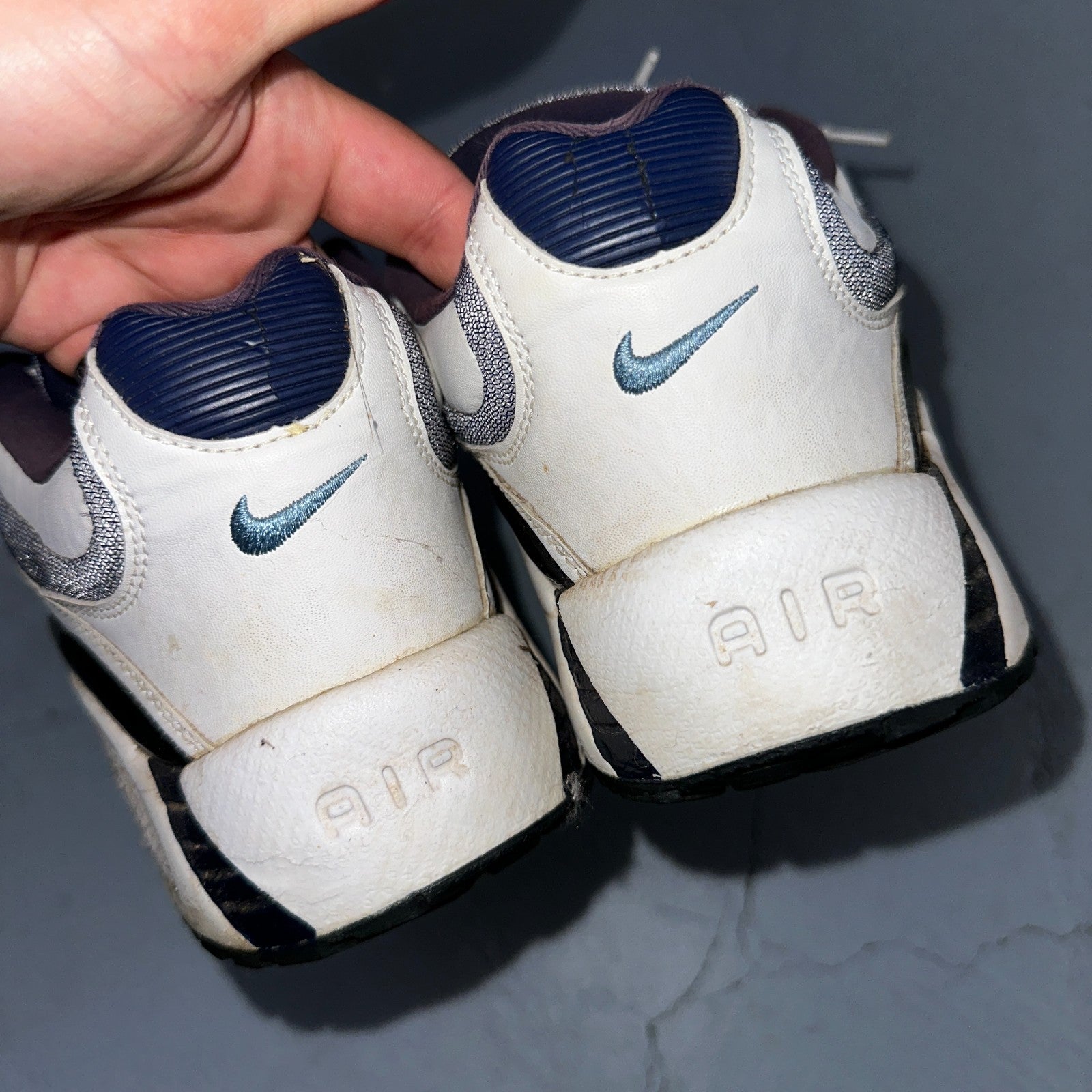 Vintage Nike Trainer Mens White Purple Size 10 USA Leather Sneaker 303901 Y2K