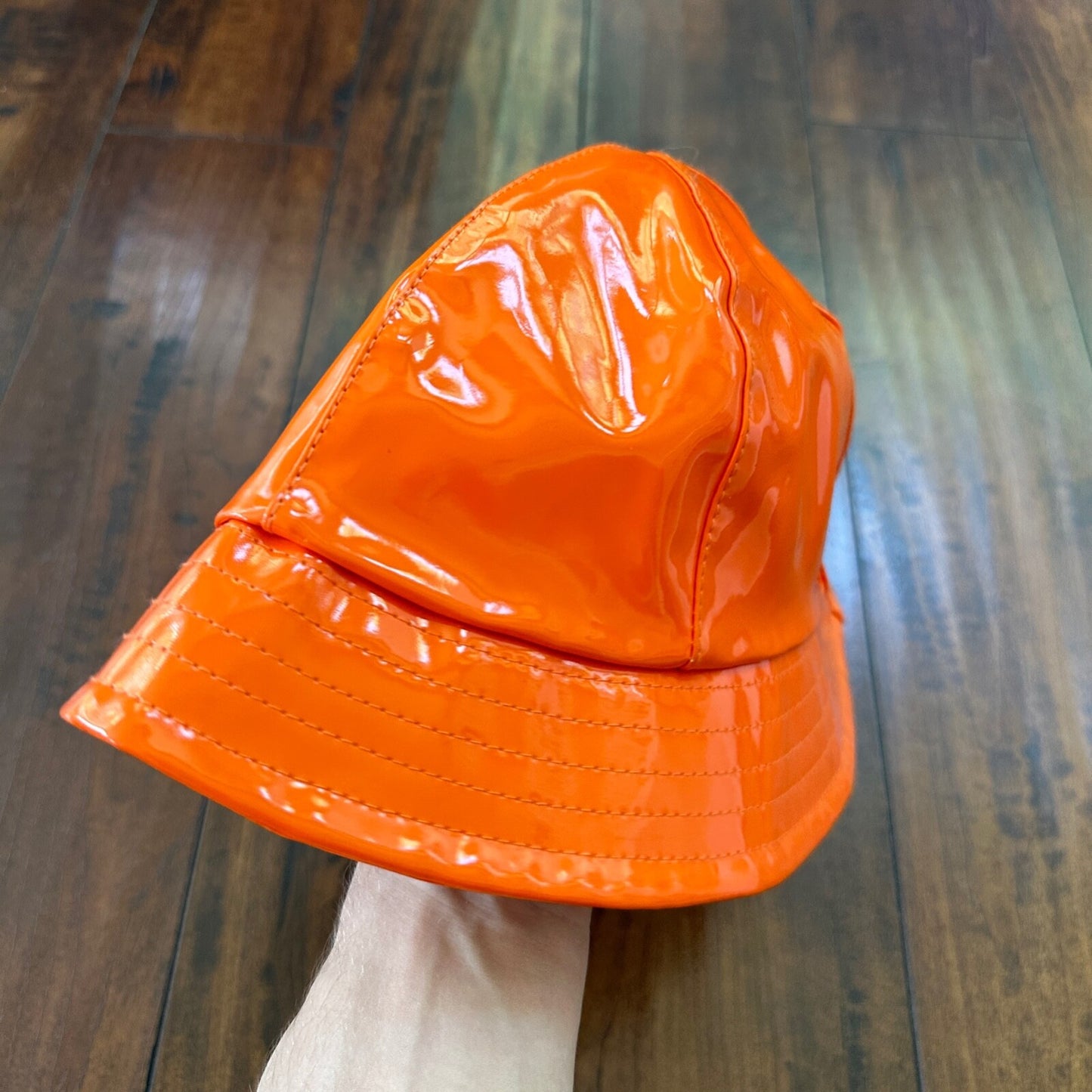 Y2K David & Young Women's Solid Rain Bucket Hat Orange VTG style 90s Cool Cap