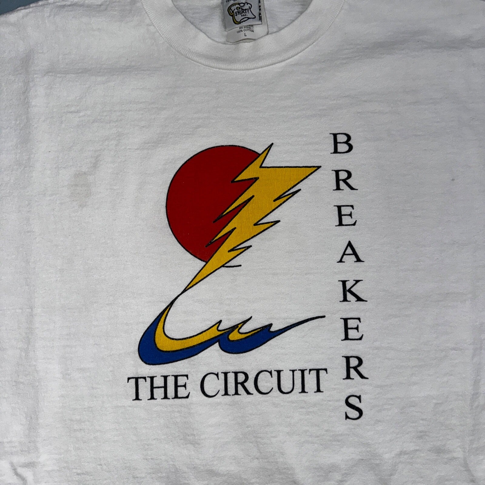 Circuit Breakers VTG T Shirt 90s Single Stitch Sun Electric Graphic Large White