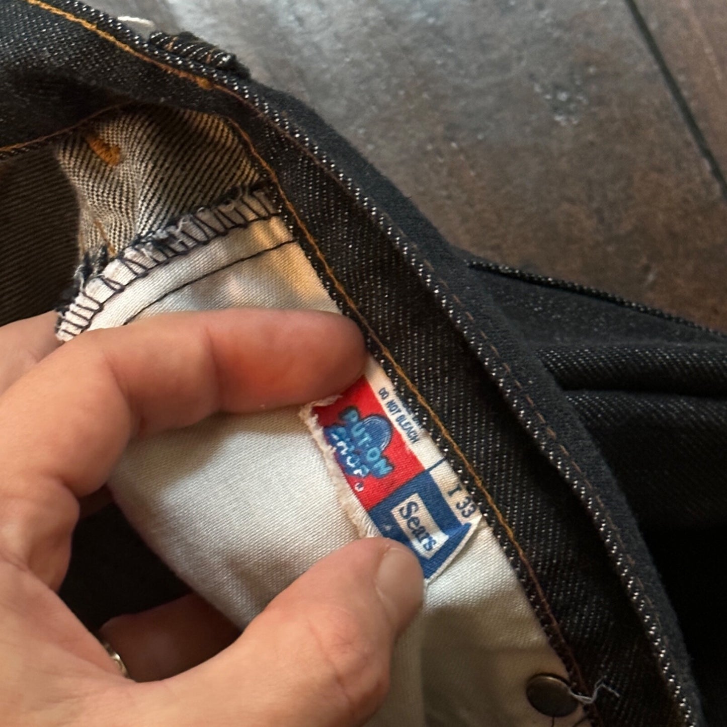 VTG Sears Put On 70s Pants 501 Bell Bottom Flare Rockabilly Cowboy 26x30 BLACK