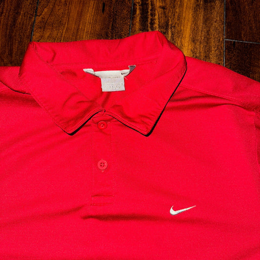 Nike Red Polo XL Vintage T Shirt Basic Y2K 90s Golf Sports Gym