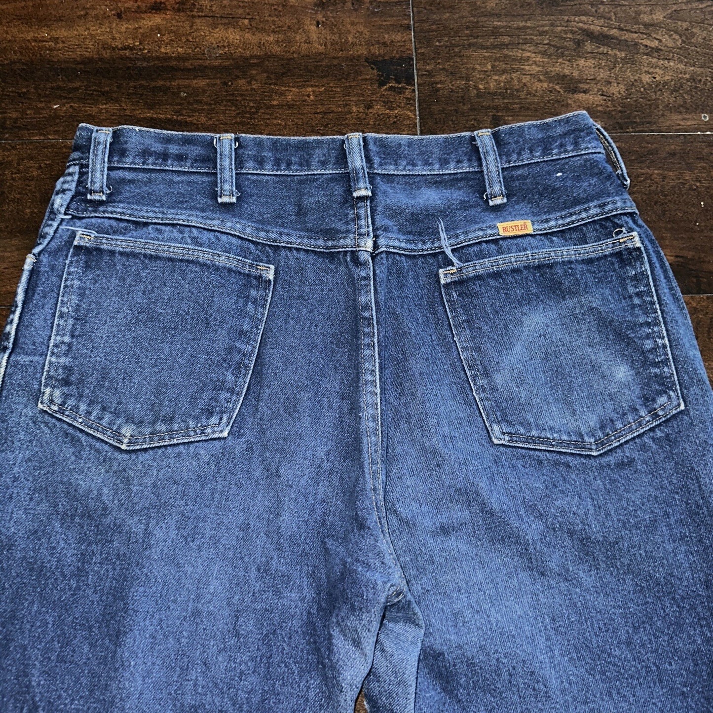 Vintage 1970s Rustler Blue Jeans Mens 36x32 (33x30) Made USA Talon Zipper 70s