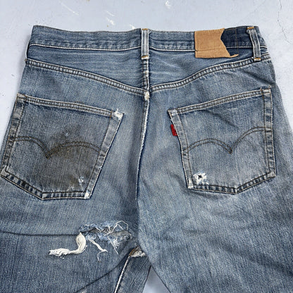 Levis 501 VTG 70s SS Redline Selvedge Jeans XX Blue Med Wash Patched Act 31x28