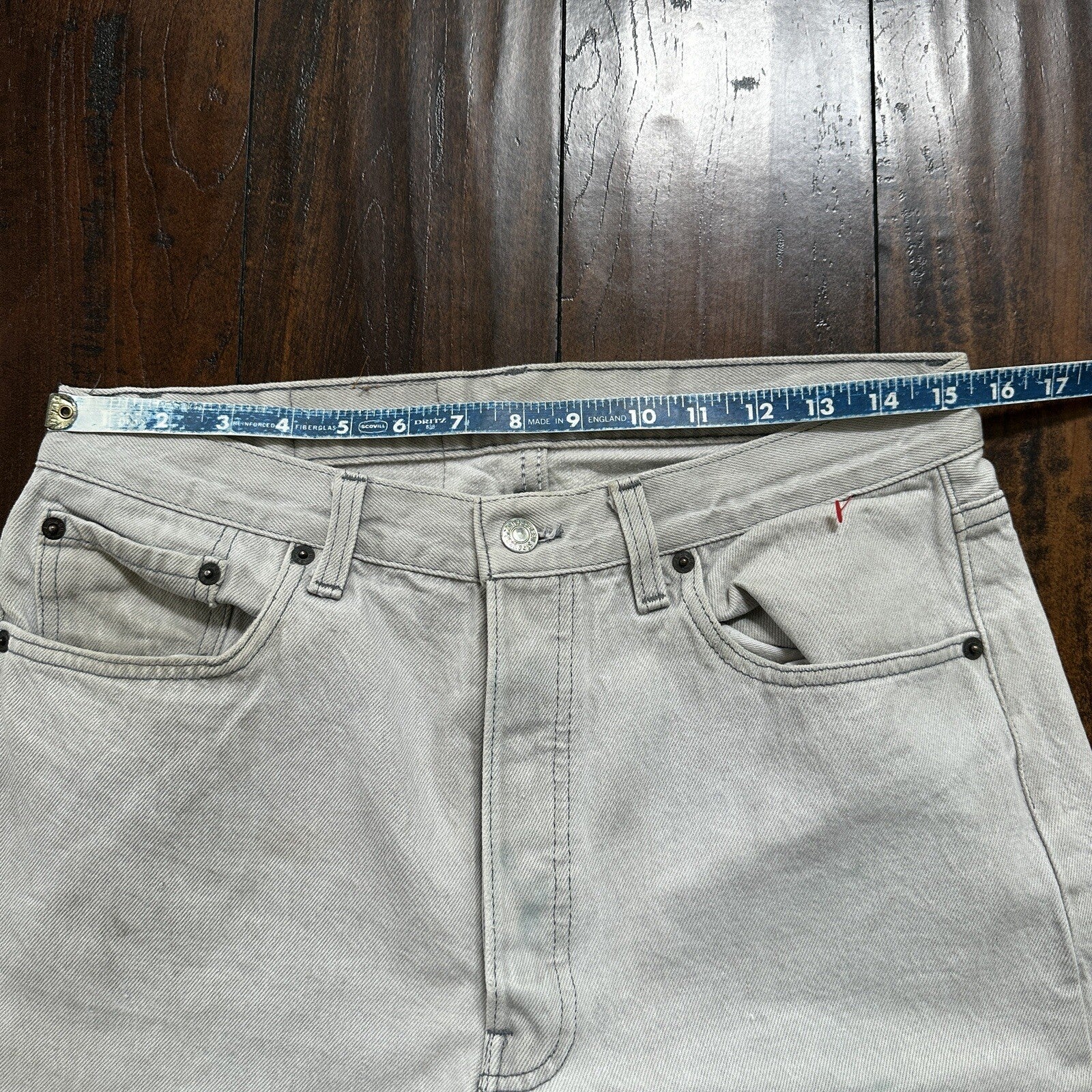VTG 90s Levis 501 Button Fly 34x32 USA Tag Jeans Grey Wash XX Act 31x31