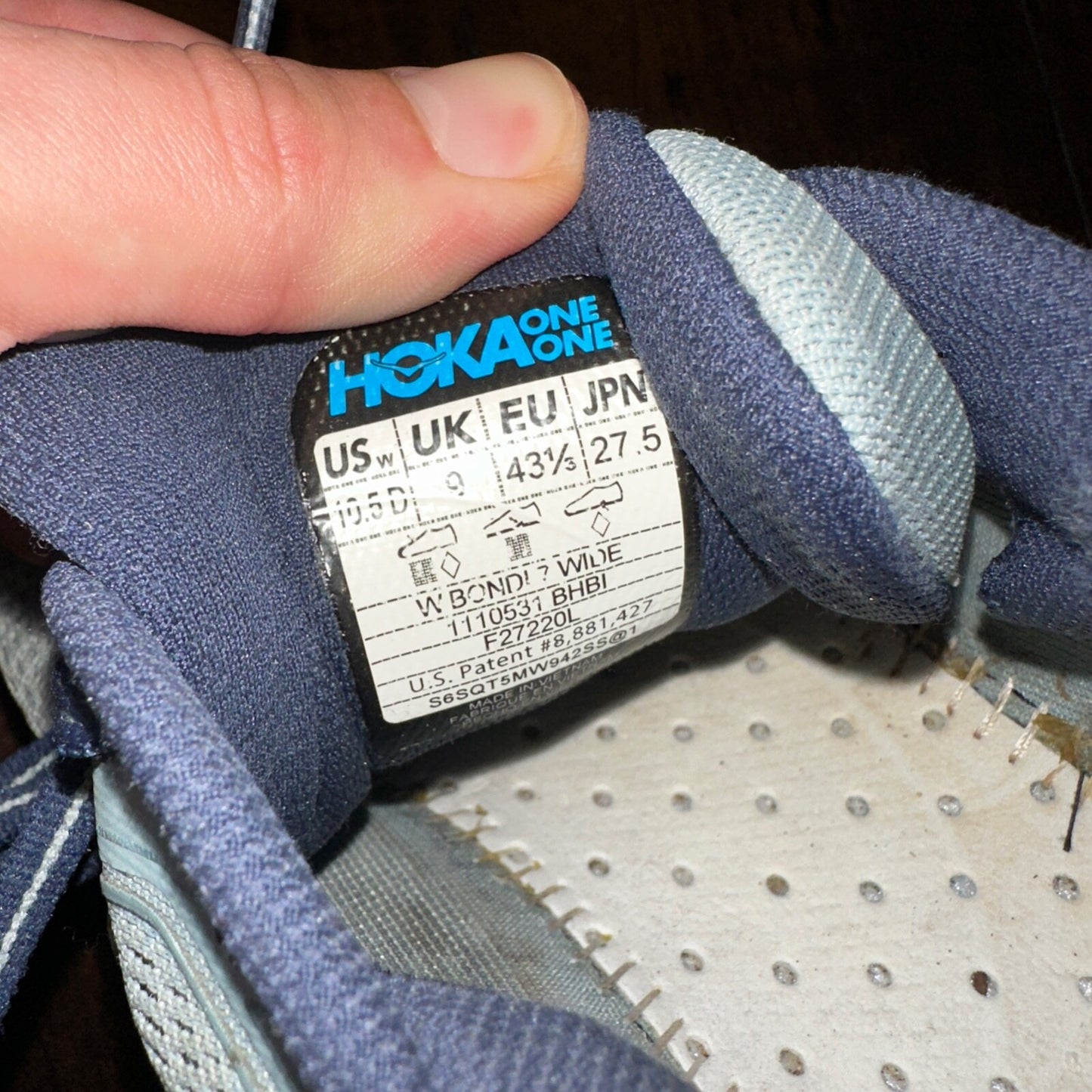 Hoka One One Bondi 10.5 Womens Cushioned Running Shoes Blue Haze Orange