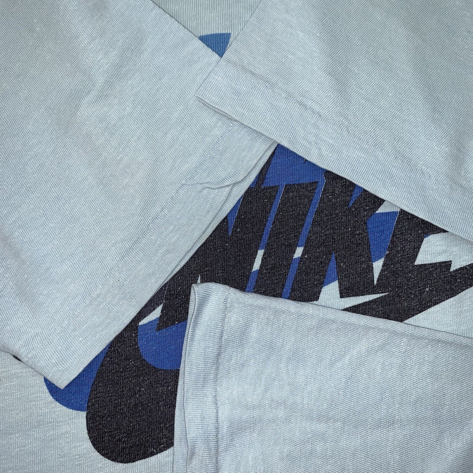 Nike Vintage T Shirt Mens M 70s Quad Swoosh Center OG 80s Blue Heavy Rare Stack