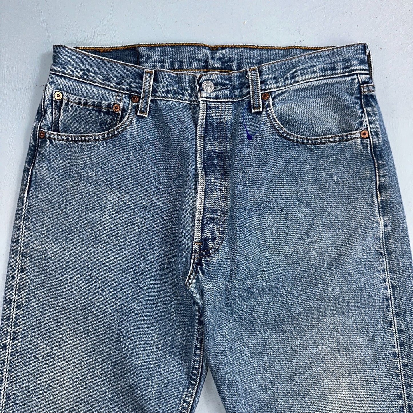 Levis 501 Vintage Y2K XX Straight Leg Jeans 90s Blue Light Wash 34x36 Act 32x34