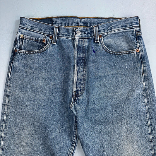 Levis 501 Vintage Y2K XX Straight Leg Jeans 90s Blue Light Wash 34x36 Act 32x34
