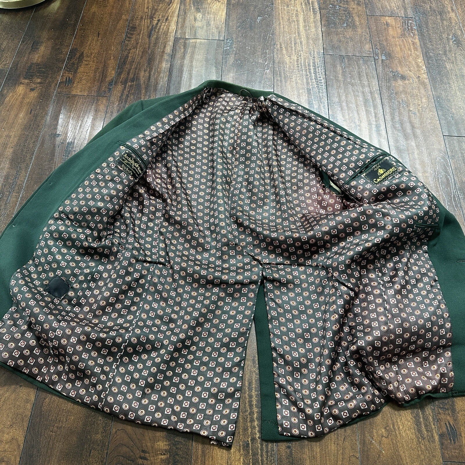 1960s 1970s Green Cashemere Sport Jacket VTG Mens Suit 44 34x32 Rockabilly Gray