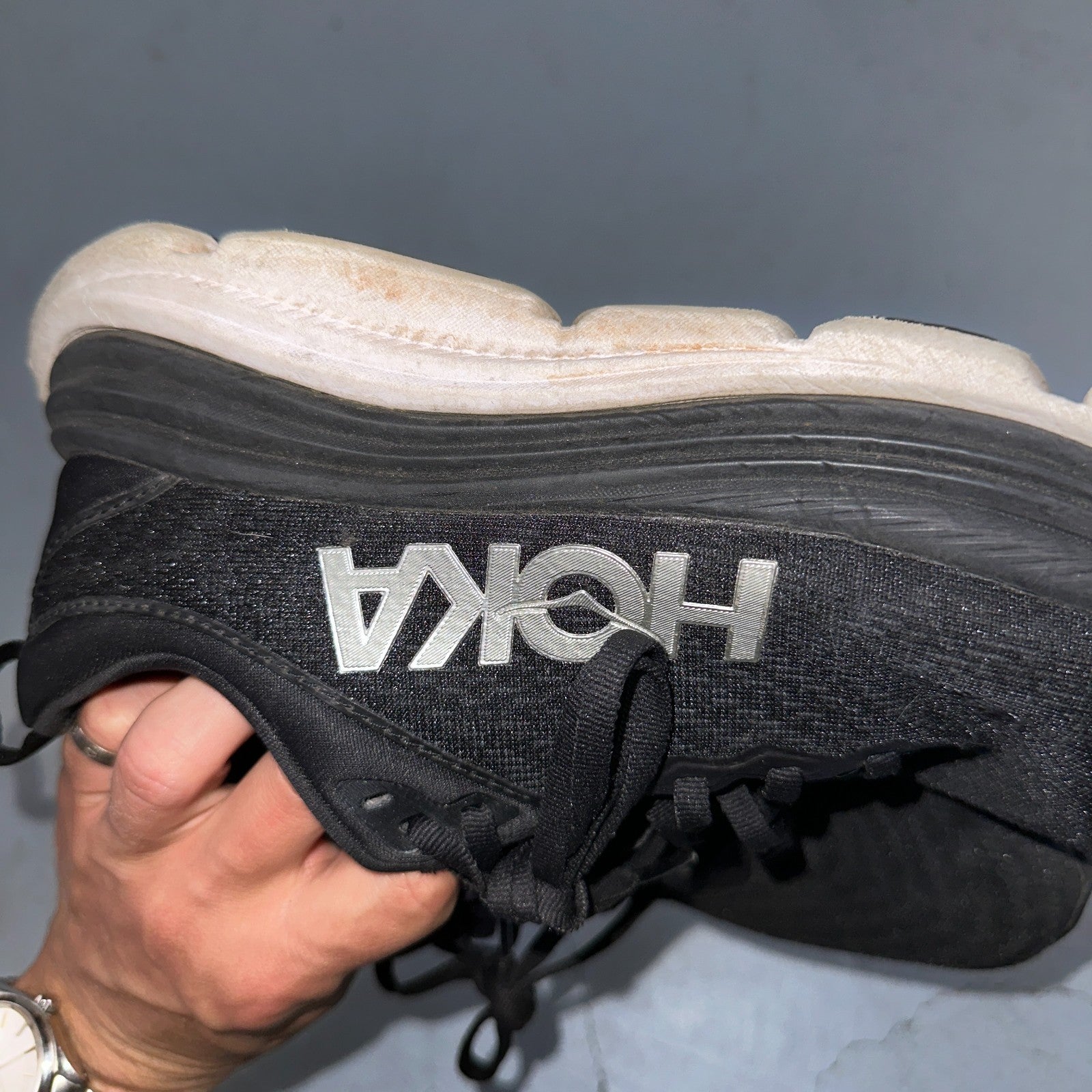 Hoka One One Womens Gaviota 5 1134235 BWHT Black Running Shoes Size 7 D