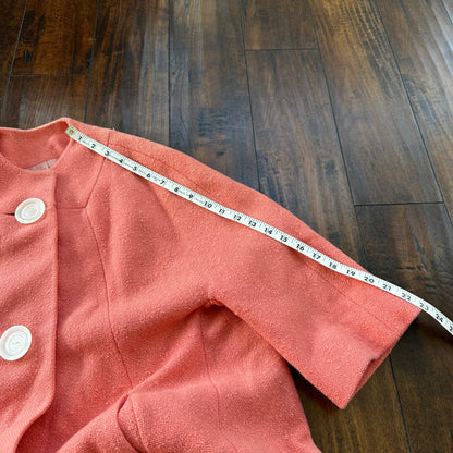 VTG 70s Overcoat Coat Pink Wool Union Made Pom Pom Northfield Rockabilly 1970s