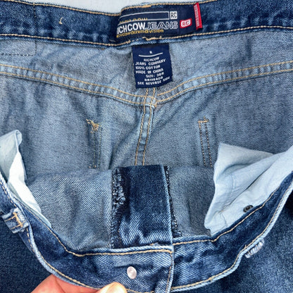 Richcow Jeans Vintage Y2K Carpenter Blue Denim Jeans Mens Size 38x32 Embroidery