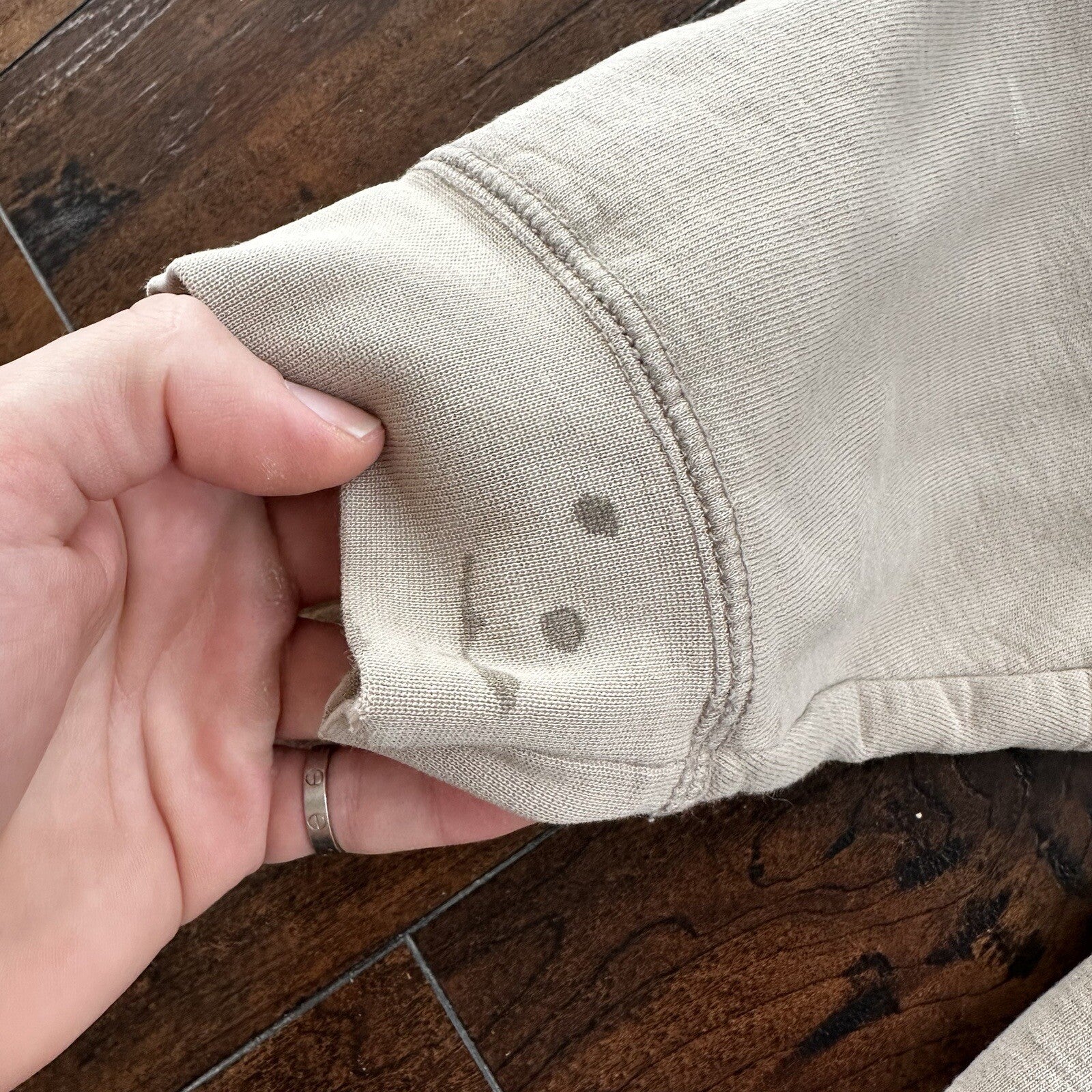 Vintage 1990s 90s Eddie Bauer Oversized Baggy Crew Sweater Beige Made in USA XL