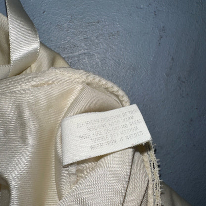 Vintage 1970s Shadow Lingerie Slip Dress Sleepwear Full Sweep Nightgown Lace 70s