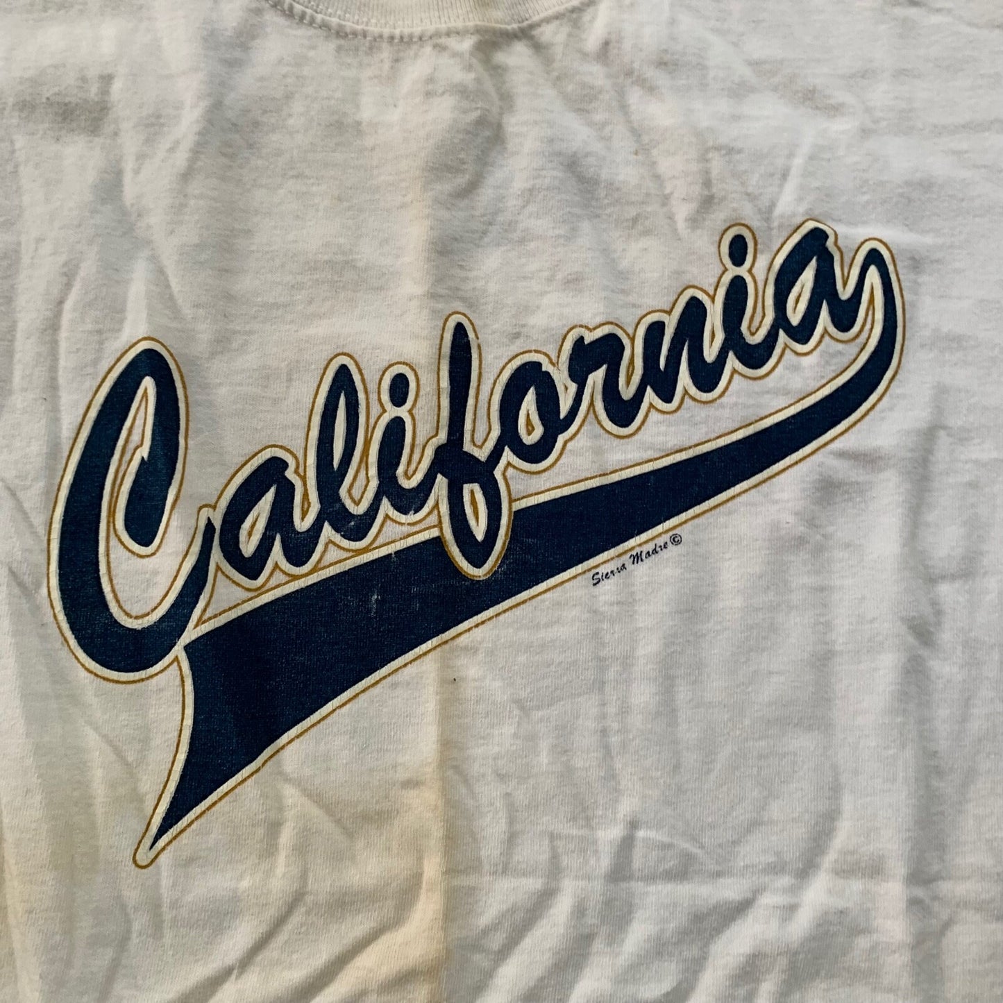 California Vintage T Shirt Baseball Script Fun Sports Basics Classic Rap Music