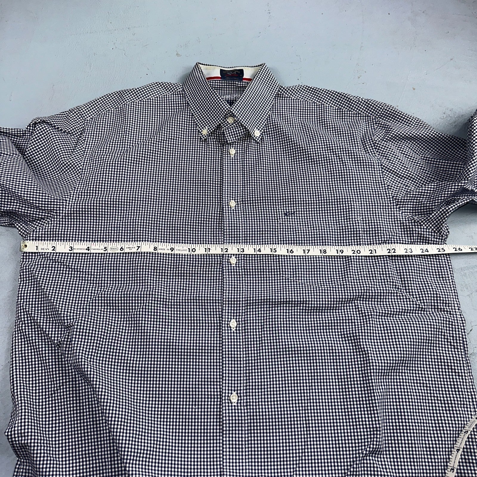 Paul & Shark Yachting Mens 44 Long Sleeve Button Down Shirt Checkered Hamptons