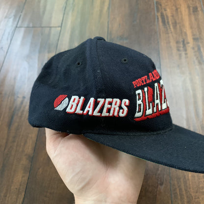 Vintage 90s Portland Trail Blazers Logo Athletic Diamond SnapBack Hat Cap NBA