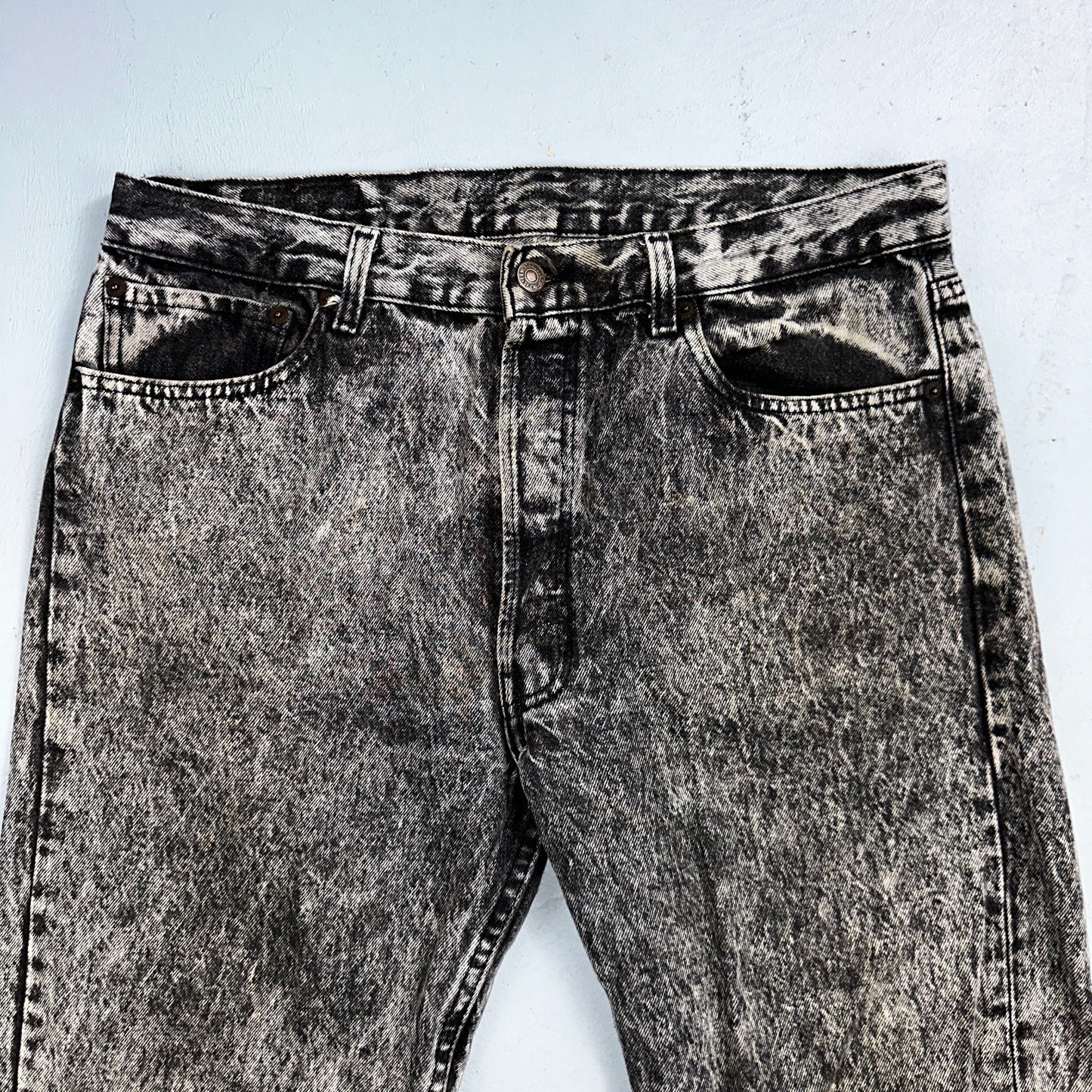 Levis 501 Vintage 80s USA XX Straight Leg Jeans Gray Acid Wash 36x30 Act 34x29