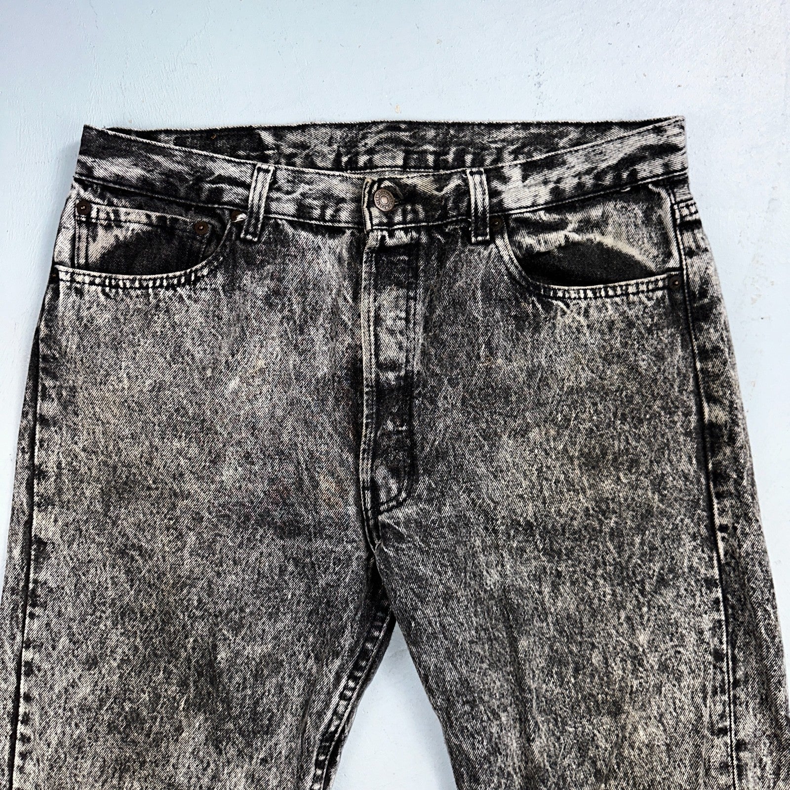 Levis 501 Vintage 80s USA XX Straight Leg Jeans Gray Acid Wash 36x30 Act 34x29