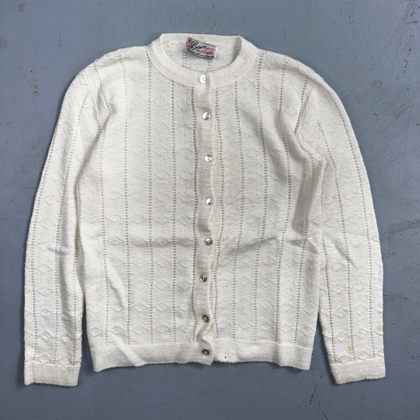 Vintage BERNICE CREATIONS Orlon Acrylic Knit Cardigan Sweater Rockabilly 70s