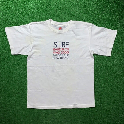 Jordan Babe Ruth Baseball Vintage Nike T Shirt USA Rare Play Hoop 90s Gray Tag