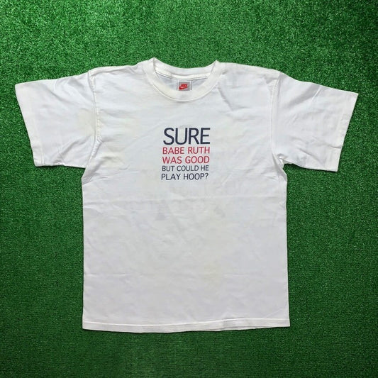 Jordan Babe Ruth Baseball Vintage Nike T Shirt USA Rare Play Hoop 90s Gray Tag