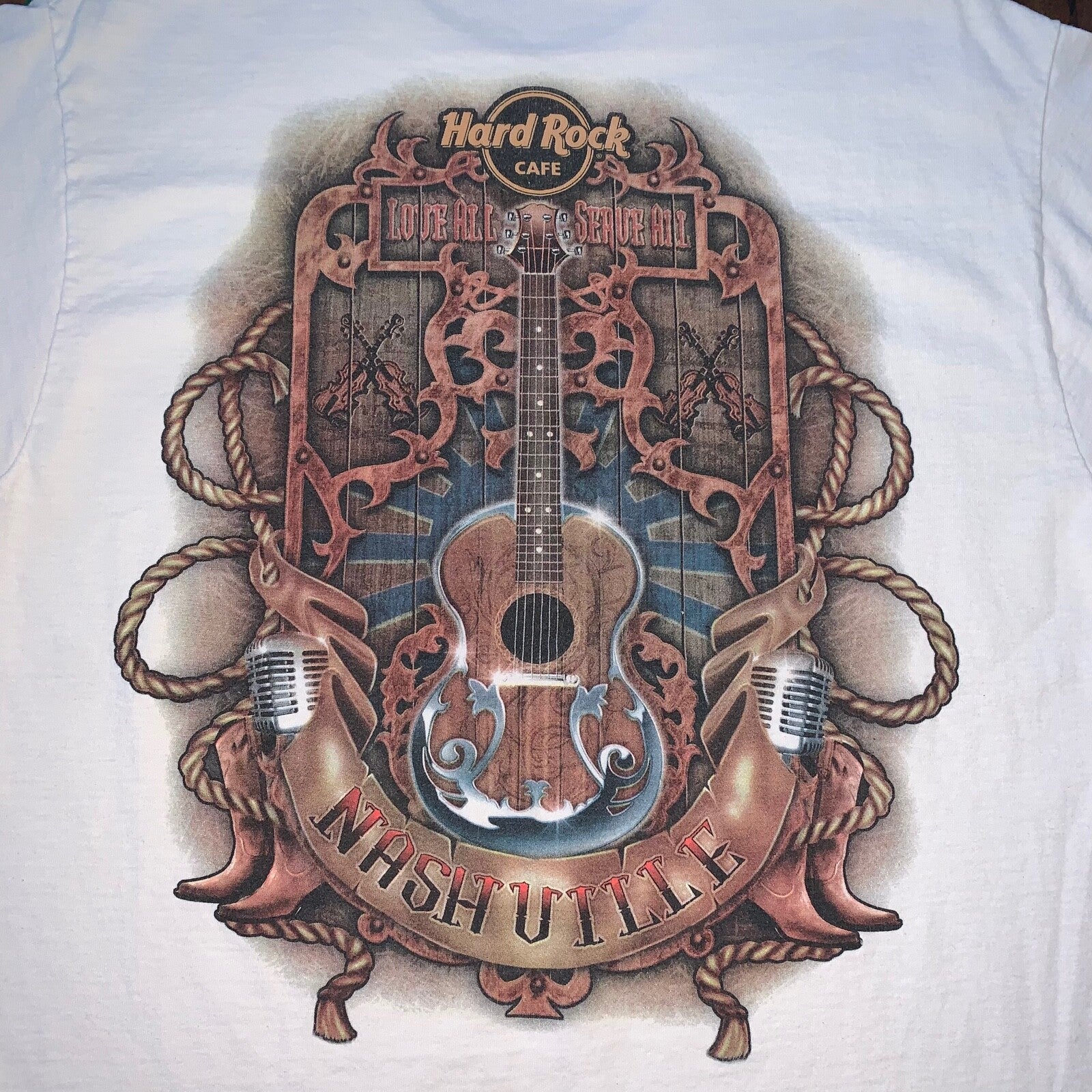 Nashville Hard Rock Cafe Vintage T Shirt Casino Gambling Music Band Guitar 90s