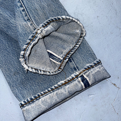 Levis 501 Vintage 80s Redline Selvedge USA XX Jeans Thrashed Light Act 30x33