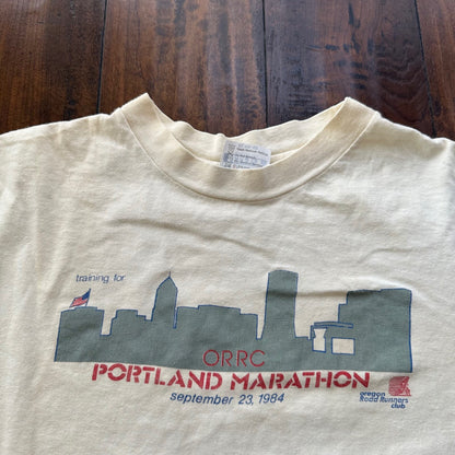 Portland Marathon Vintage T Shirt Used White 80s Running Road Runner 1986 Hanes