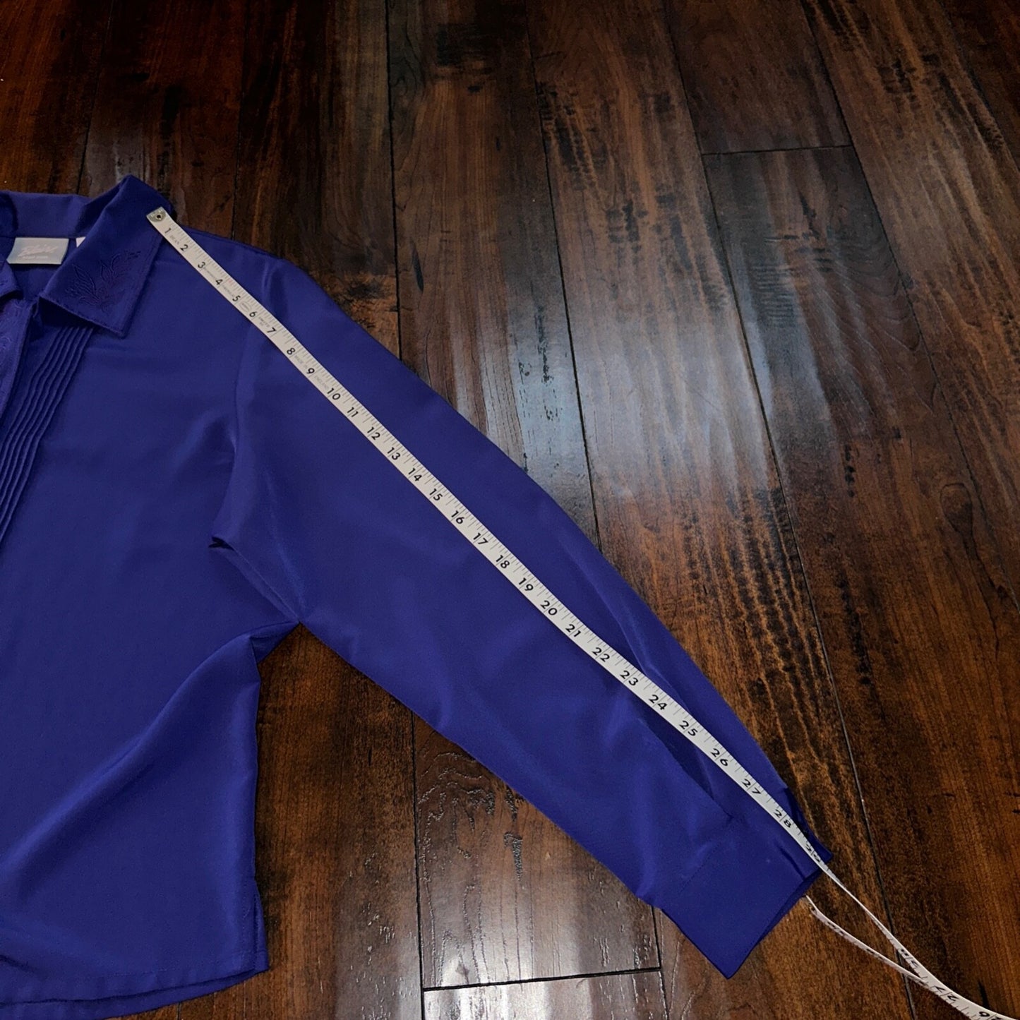 Vtg 80s Blair Women's Top Button Down Shirt Long Sleeve Blue Floral Size L