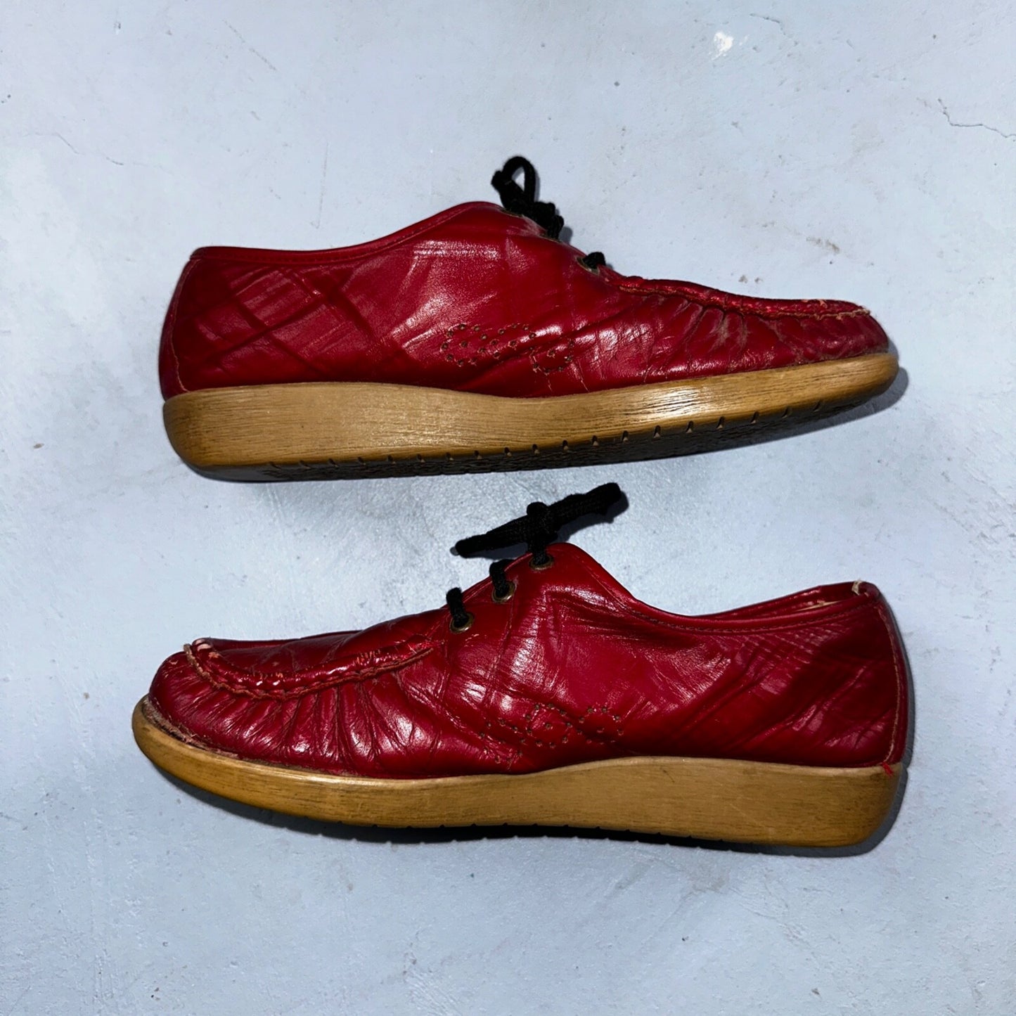 SAS Bounce Red Leather Lace Up Comfort Women's Shoes Sz 8 VTG 80s