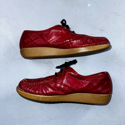 SAS Bounce Red Leather Lace Up Comfort Women's Shoes Sz 8 VTG 80s