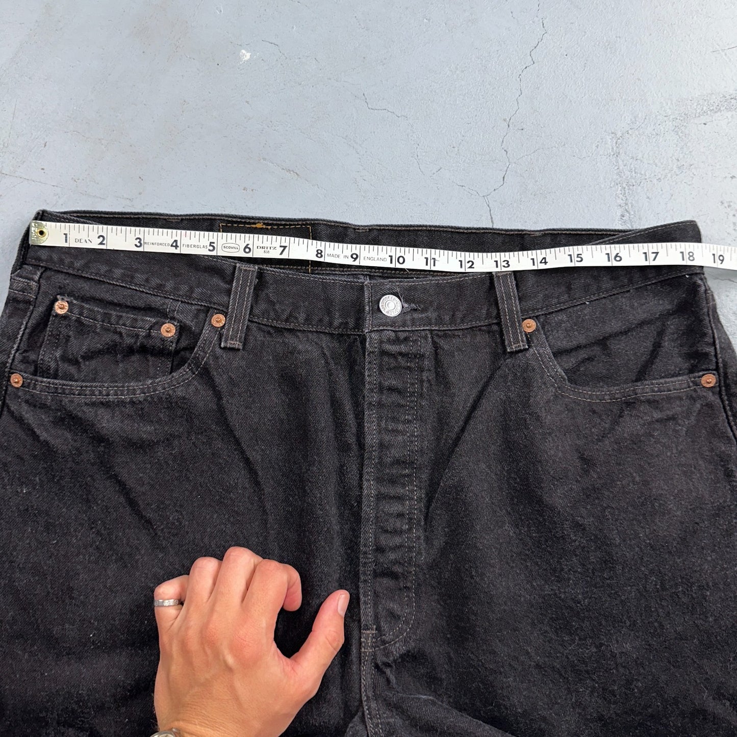 Levis 501 Vintage 90s USA XX Straight Leg Jeans Black Dark Wash 40x34 Act 36x33