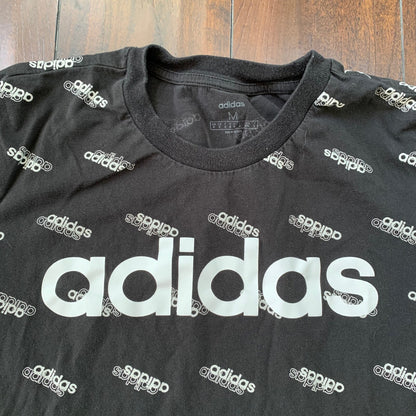 Adidas All Over Logo Print Kanye West Vintage Style T Shirt Y2K Sports Boost 350