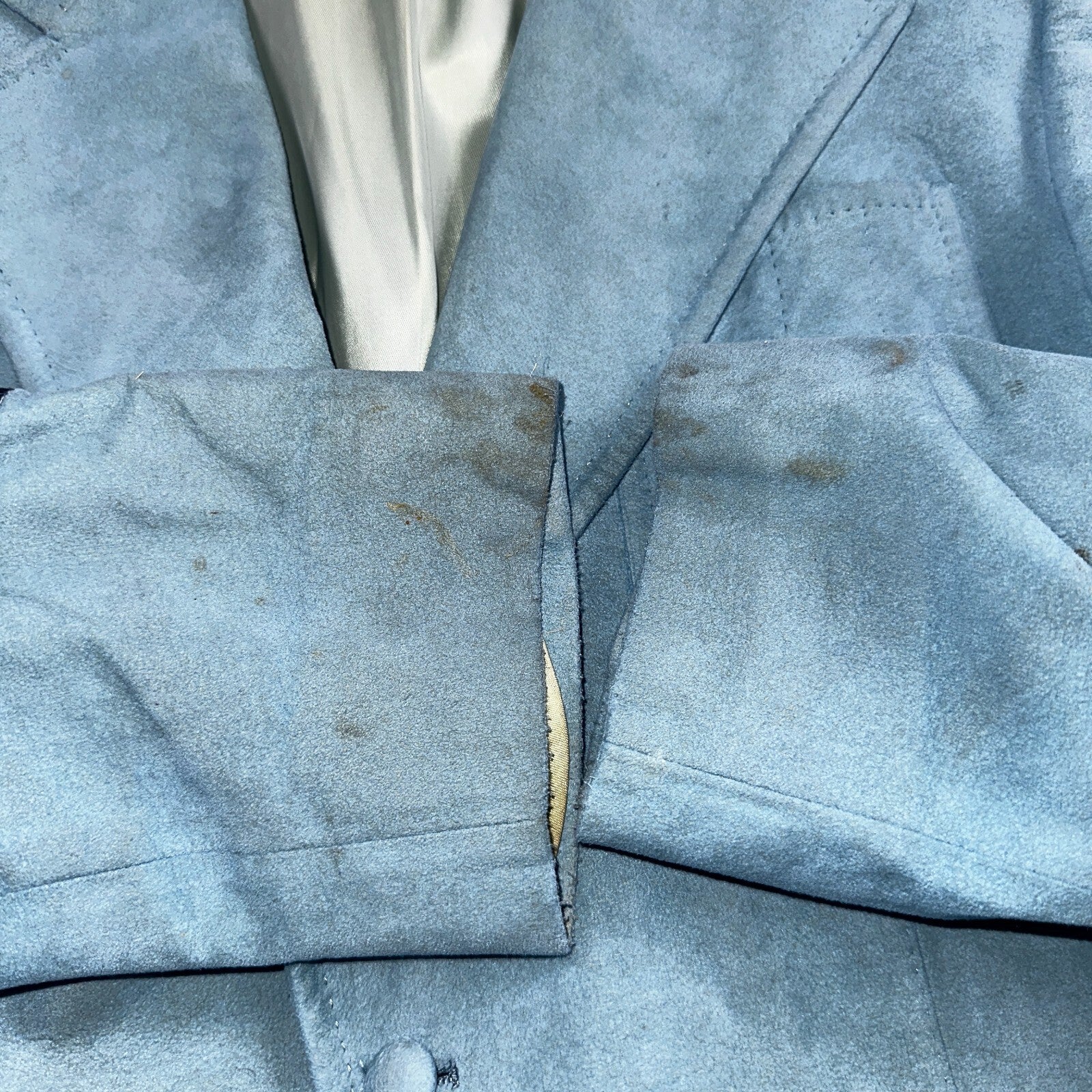 VTG Mens Suit 42 Jacket Sport Coat Rockabilly 60s 70s Suede Blue Disco Lebaron