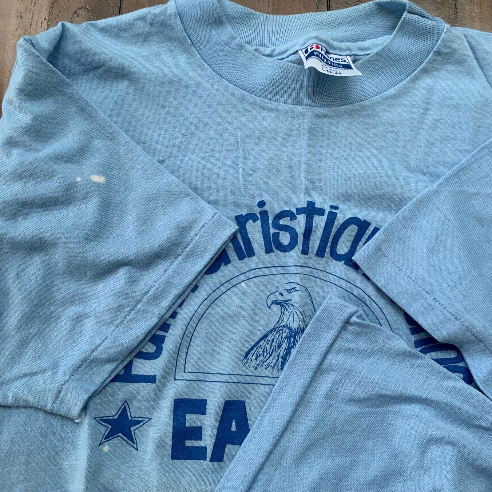 Eagles Faith Christian School Oregon Vintage T Shirt Blue USA Love Animals Rap