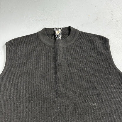 Black Cute Womens Knit No Sleeve Sweater 70s 80s Basic Essentials Look