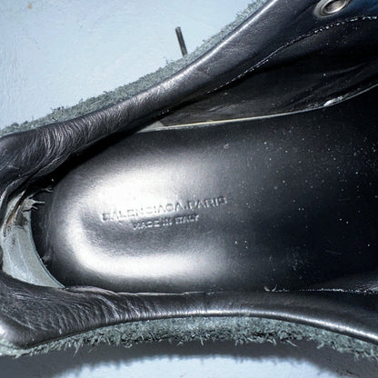 Balenciaga Paris Black Distressed Leather And Suede Sneaker Trainer Mens Size 42